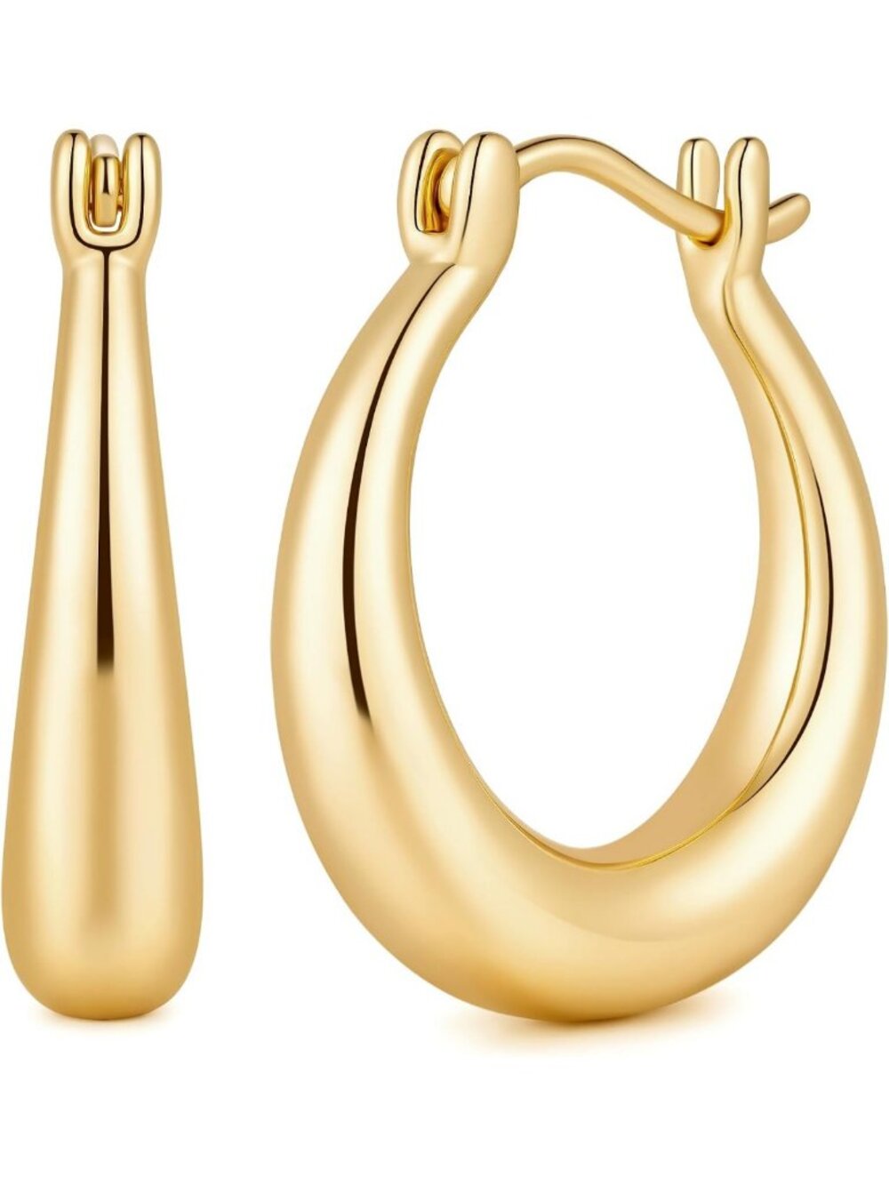 Chunky Gold Hoop Earrings for Women | 14K Gold Plated Fashion Jewelry